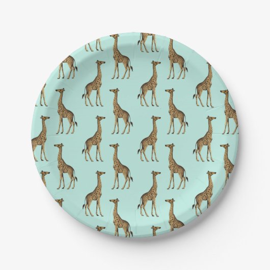 Mooie Giraffe Print Mint en Gold Papieren Bordje (Voorkant)
