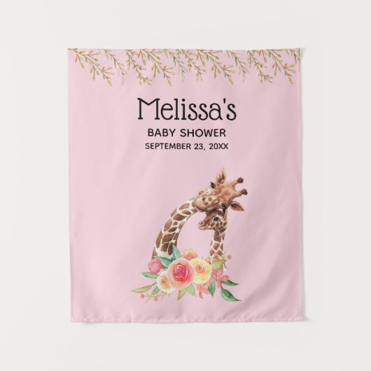 Mooie Giraffe Waterverf Moeder & Baby Baby Shower Wandkleed (Voorkant)