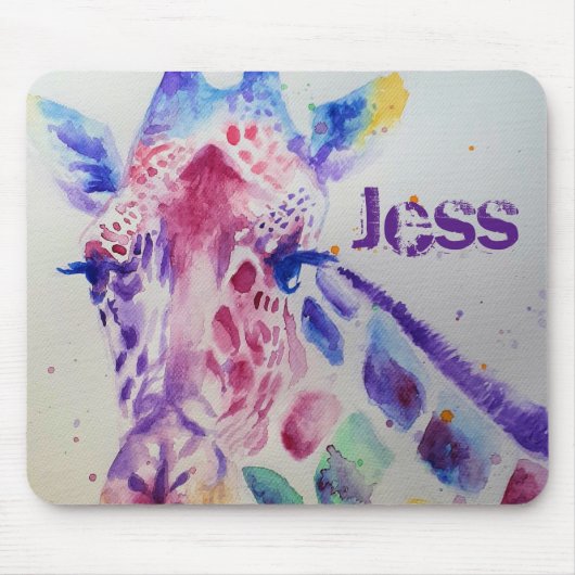 Mooie Giraffe Waterverfschildering Muismat bloem (Voorkant)