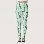 Mooie Giraffes blauw en goud Leggings (Voorkant)