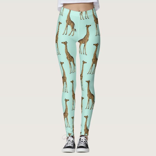 Mooie Giraffes blauw en goud Leggings (Voorkant)