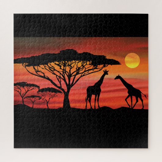 Mooie Giraffes in een Serengeti Sunset Legpuzzel (Verticaal)