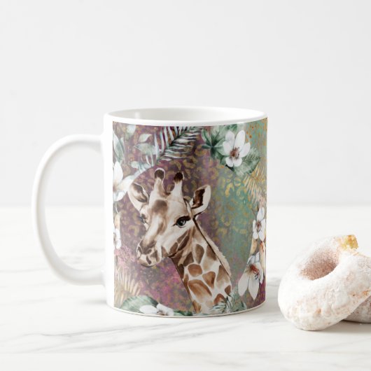 Mooie Giraffes Oerwoud Safari Coffee Mok, Cup Koffiemok (Met donut)