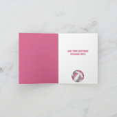mooie girale roze volleybal verjaardag kaart (Binnen)