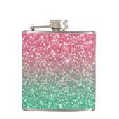 Mooie, girale trendypink groene faux glitter heupfles (Voorkant)