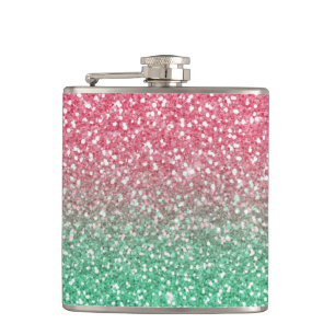 Mooie, girale trendypink groene faux glitter heupfles