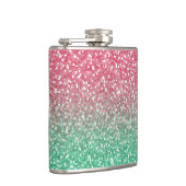 Mooie, girale trendypink groene faux glitter heupfles (Rechts)