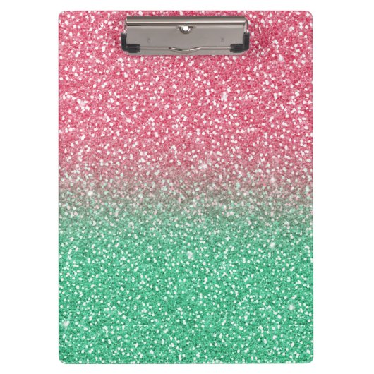 Mooie, girale trendypink groene faux glitter klembord (Voorkant)