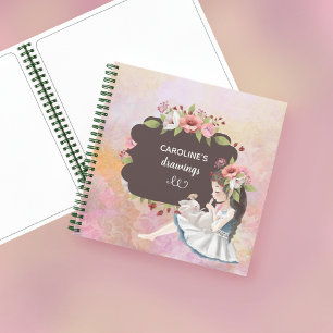 Mooie Girl-, Bunny- en Flowers-laptop Notitieboek
