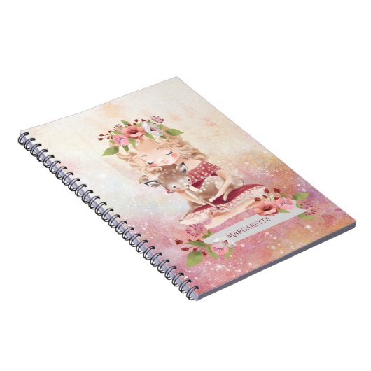 Mooie Girl Deer Lovely Illustration  Notitieboek (Rechterzijde)