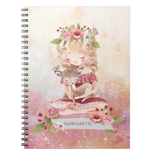Mooie Girl Deer Lovely Illustration  Notitieboek (Voorkant)