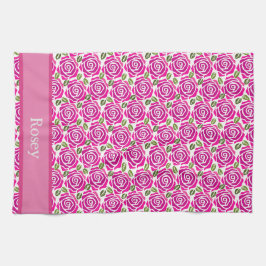 Mooie Girly Hot Roze Rozen Patroonnaam Theedoek