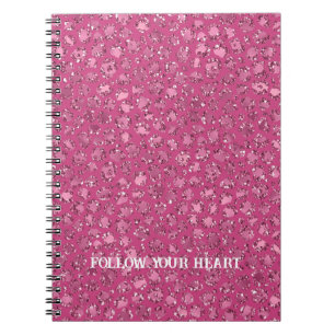Mooie Girly Pink Glitter Glitzy Luipaard Print Notitieboek
