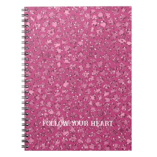 Mooie Girly Pink Glitter Glitzy Luipaard Print Notitieboek (Voorkant)