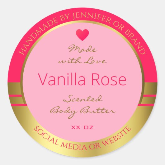 Mooie Girly Product Verpakking Label Roze en Goud (Voorkant)