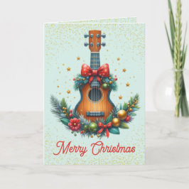 Mooie gitaar en guirlande kerstkaart feestdagen kaart
