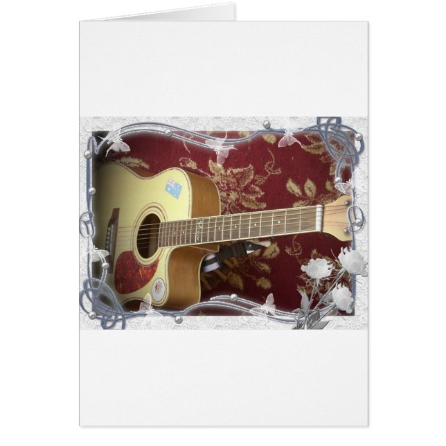 Mooie  gitaar met een Afrikaans motief (Voorkant)