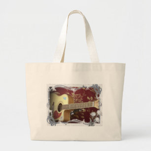Mooie  gitaar met een Afrikaans motief Grote Tote Bag