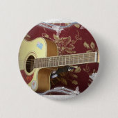 Mooie  gitaar met een Afrikaans motief Ronde Button 5,7 Cm (Voorkant)