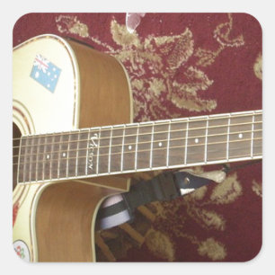 Mooie gitaar met een Afrikaans motief Vierkante Sticker
