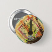 Mooie,  gitaarachtige muzieknoten ronde button 5,7 cm (Voorkant /achterkant)