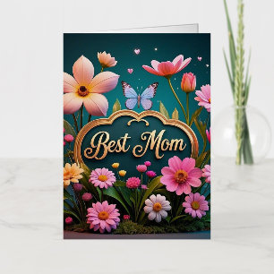 Mooie glam moederdag bloemen folie wenskaart