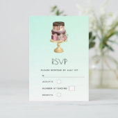 Mooie Glam Party Cake RSVP Kaartje (Staand voorkant)