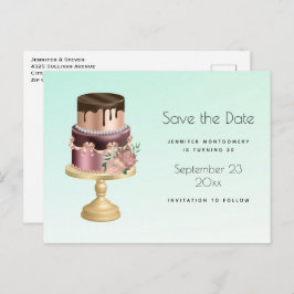 Mooie Glam Party Cake Save the Date Uitnodiging Briefkaart