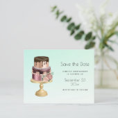 Mooie Glam Party Cake Save the Date Uitnodiging Briefkaart (Staand voorkant)