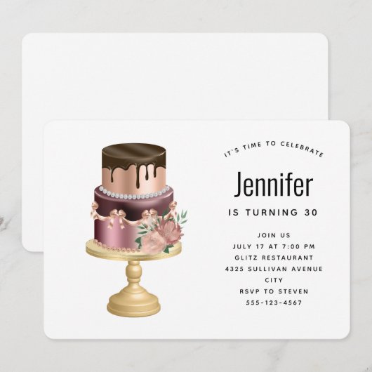 Mooie Glam Party Cake Verjaardag Kaart (Voorkant / Achterkant)