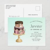 Mooie Glam Party Cake Verjaardag Uitnodiging Briefkaart (Voorkant / Achterkant)