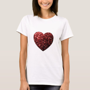 Mooie Glamour Red Glitter sparkles Heart T-shirt