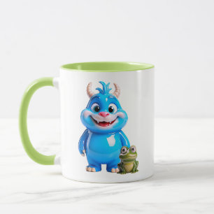 Mooie glanzende blauwe karakter kikker vriend mok