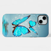 mooie glanzende blauwe vlinder iPhone hoesje (Achterkant horizontaal)