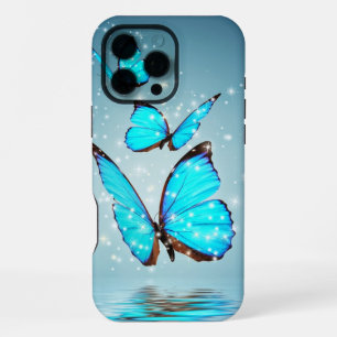 mooie glanzende blauwe vlinder iPhone 16 pro max hoesje