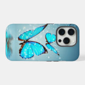mooie glanzende blauwe vlinder iPhone hoesje (Achterkant horizontaal)