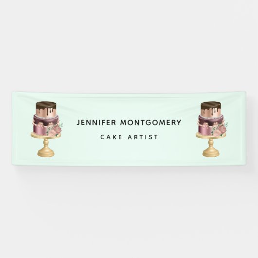 Mooie glanzende Glam Party Cake Business Spandoek (Horizontaal)