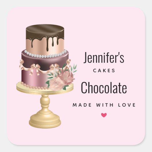 Mooie glanzende Glam Party Cake Business Vierkante Sticker (Voorkant)