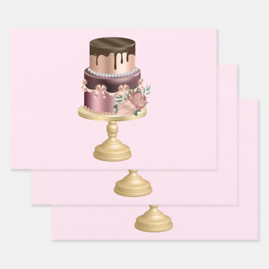 Mooie glanzende Glam Party Cake Inpakpapier Vel (Set)