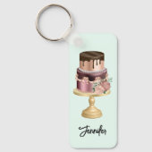 Mooie glanzende Glam Party Cake Sleutelhanger (Voorkant)