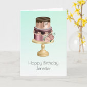 Mooie glanzende Glam Party Cake Verjaardag Kaart (Gele Bloem)