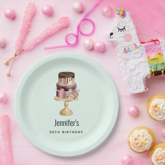 Mooie glanzende Glam Party Cake Verjaardag Papieren Bordje (Feest)