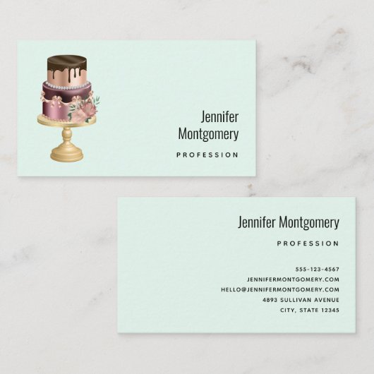 Mooie glanzende Glam Party Cake Visitekaartje (Voorkant / Achterkant)