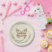 Mooie glanzende gouden vlinder papieren bordje (Feest)