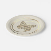 Mooie glanzende gouden vlinder papieren bordje (Gekanteld)