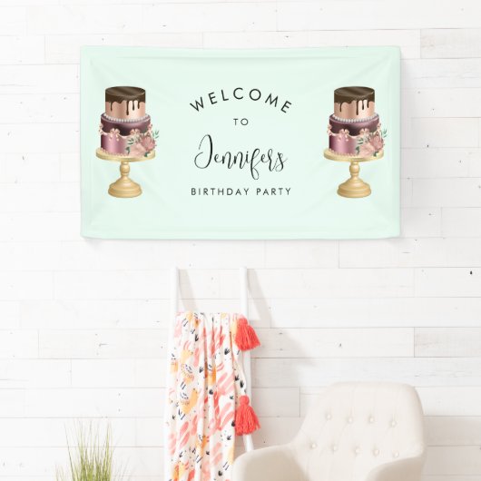 Mooie glanzende luxe party cake verjaardag spandoek (Insitu)