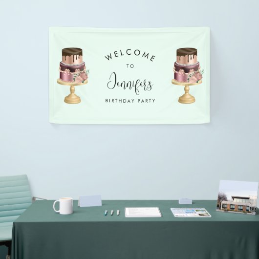 Mooie glanzende luxe party cake verjaardag spandoek (Beurs)