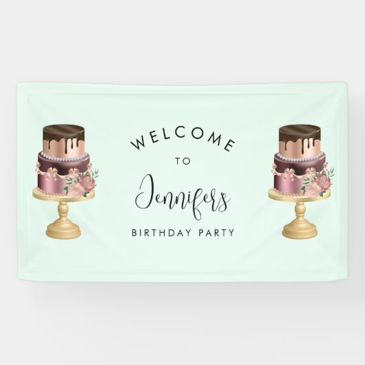 Mooie glanzende luxe party cake verjaardag spandoek (Horizontaal)