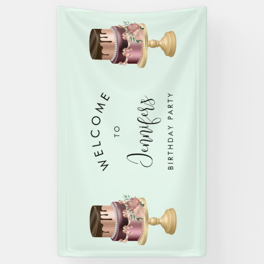 Mooie glanzende luxe party cake verjaardag spandoek (Verticaal)