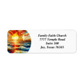 Mooie Glas in lood Cross Church terugkeer Etiket (Voorkant)